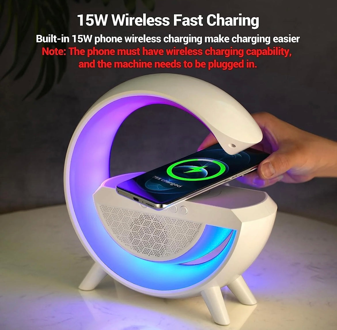 G-Shape wireless LED Lamp,Charger,Speaker