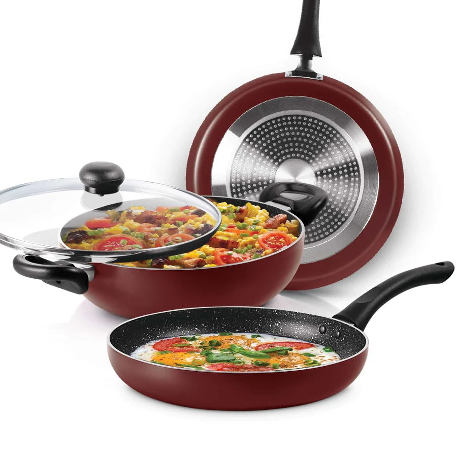 MILTON PROCOOK | GRANITO SET 4PC | FRYPAN/KADHAI/TAVA/GLASS LID